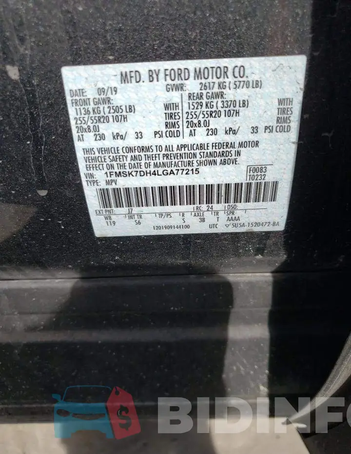 1FMSK7DH4LGA77215 Photo# 14