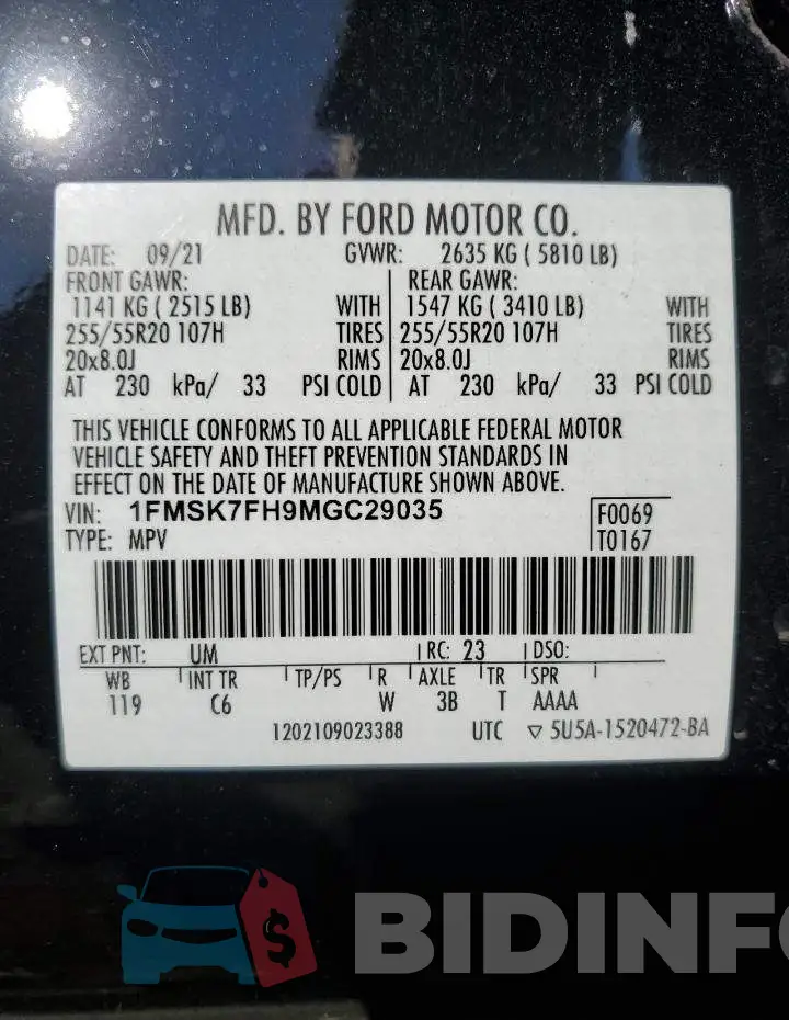 1FMSK7FH9MGC29035 Photo# 14