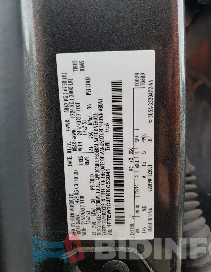 1FTEW1C45KKC53041 Photo# 12