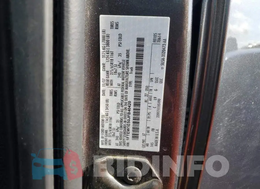 1FTEW1E50JFB40420 Photo# 13