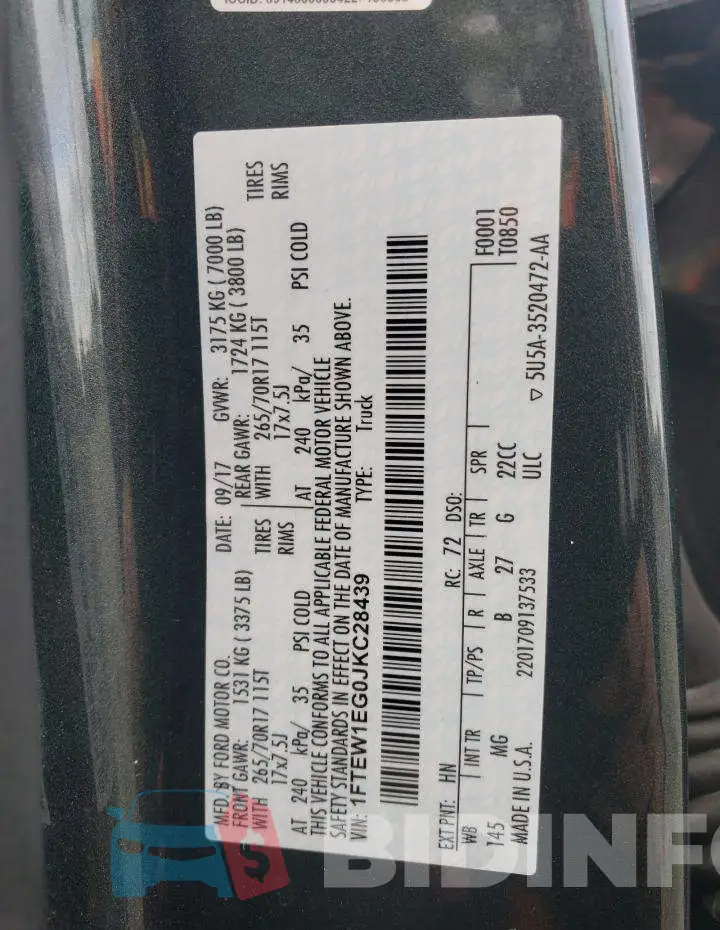 1FTEW1EG0JKC28439 Photo# 12