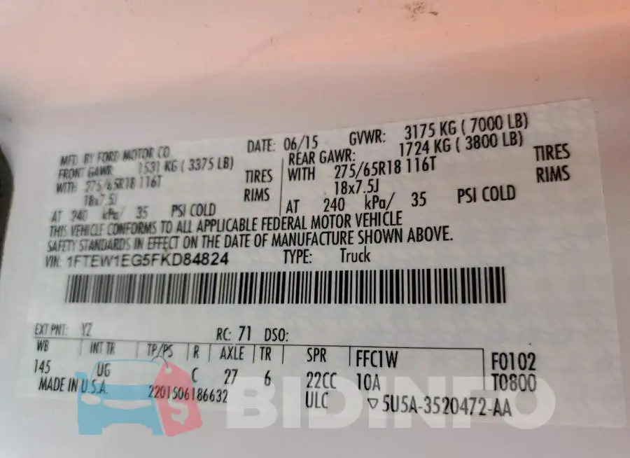 1FTEW1EG5FKD84824 Photo# 12