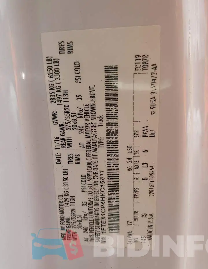 1FTEX1CP4HKC15817 Photo# 13