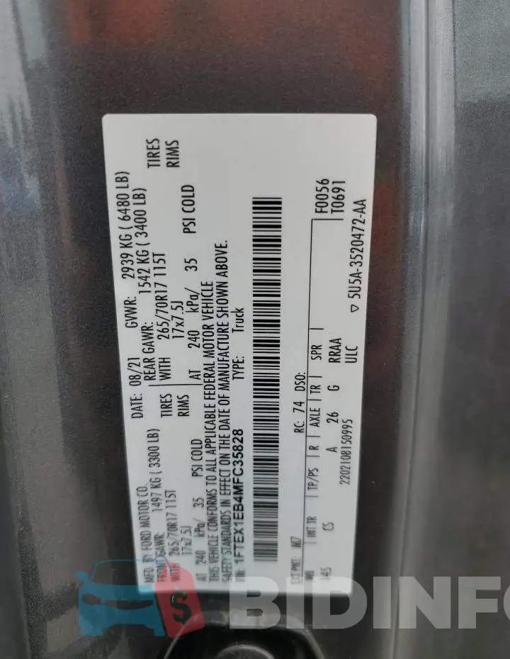 1FTEX1EB4MFC35828 Photo# 12