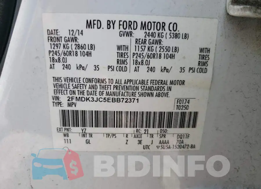 2FMDK3JC5EBB72371 Photo# 13