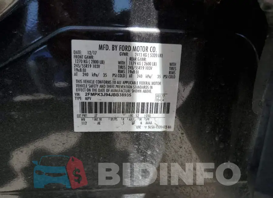 2FMPK3J94JBB38935 Photo# 13