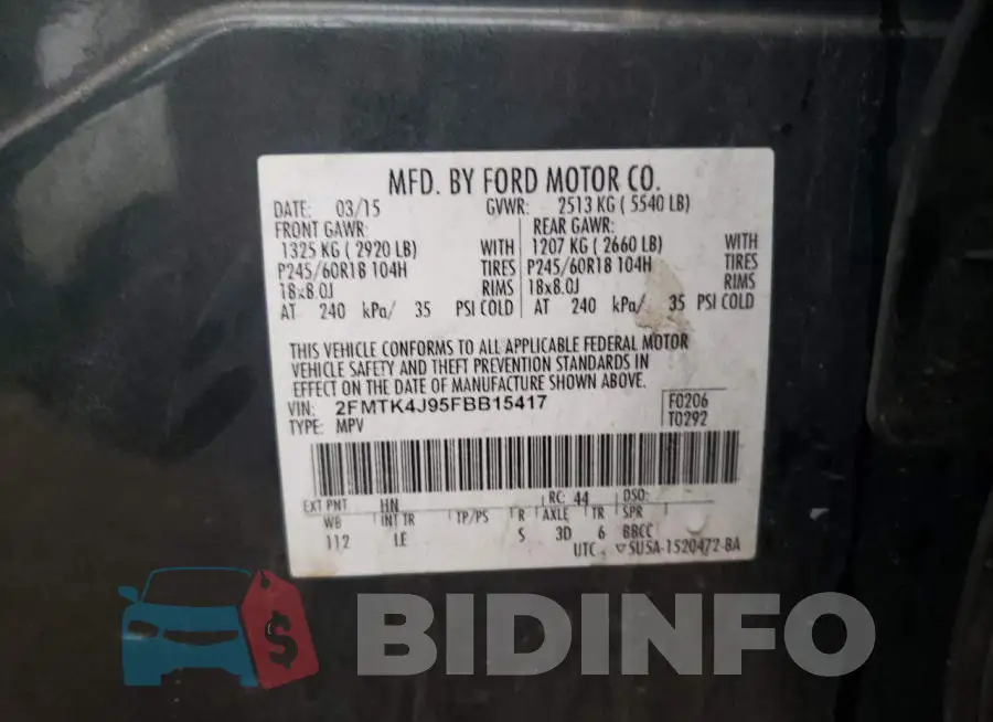 2FMTK4J95FBB15417 Photo# 12