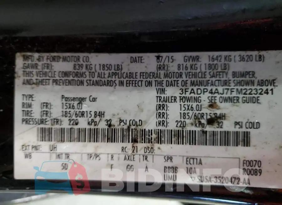 3FADP4AJ7FM223241 Photo# 12