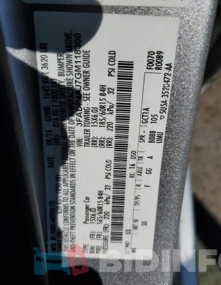 3FADP4AJ7GM118300 Photo# 13