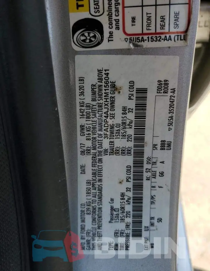 3FADP4AJXHM156041 Photo# 12