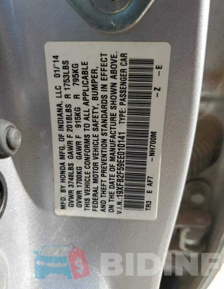 19XFB2F59EE010141 Photo# 12