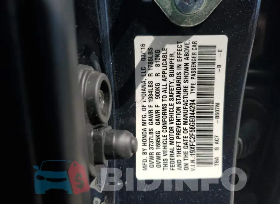 19XFC2F56GE044294 Photo# 12