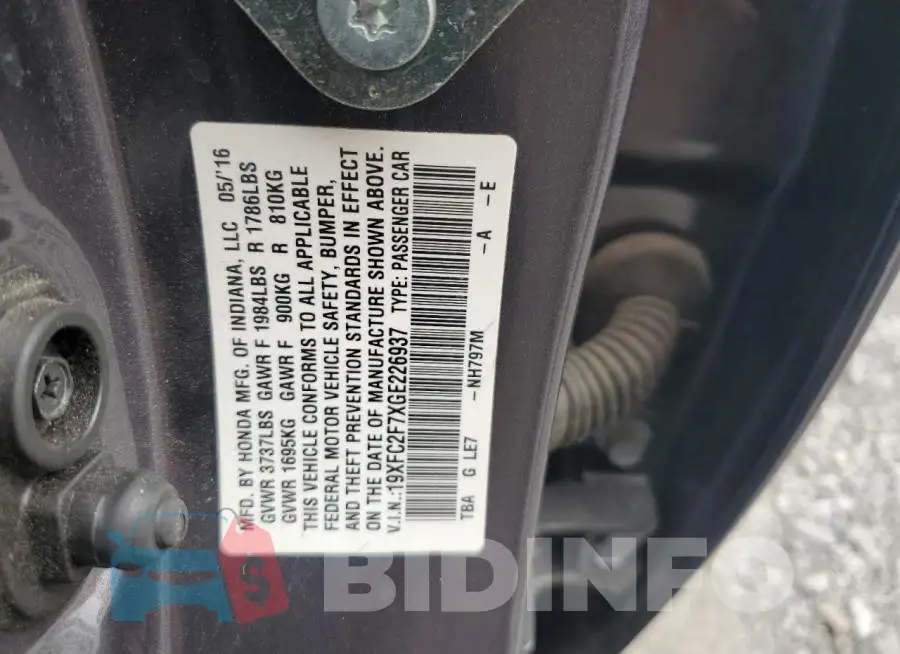 19XFC2F7XGE226937 Photo# 12