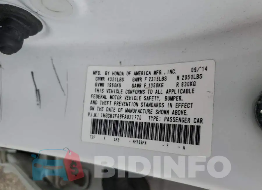 1HGCR2F89FA021770 Photo# 12
