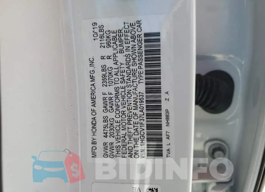 1HGCV1F37LA019537 Photo# 12