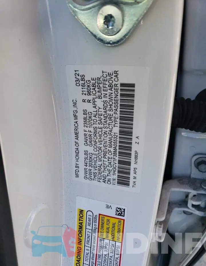 1HGCV1F38MA055321 Photo# 12