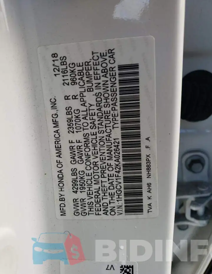 1HGCV1F42KA026421 Photo# 12