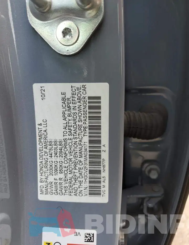 1HGCV2F31MA034171 Photo# 12