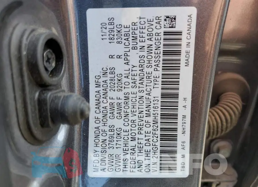 2HGFC2F62MH516131 Photo# 12