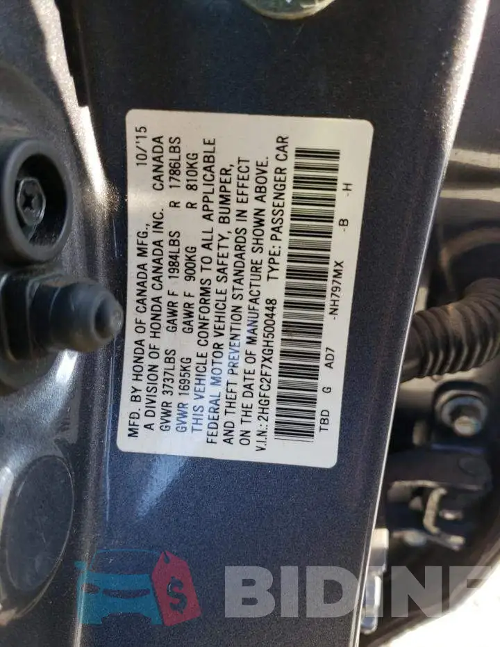 2HGFC2F7XGH500448 Photo# 12