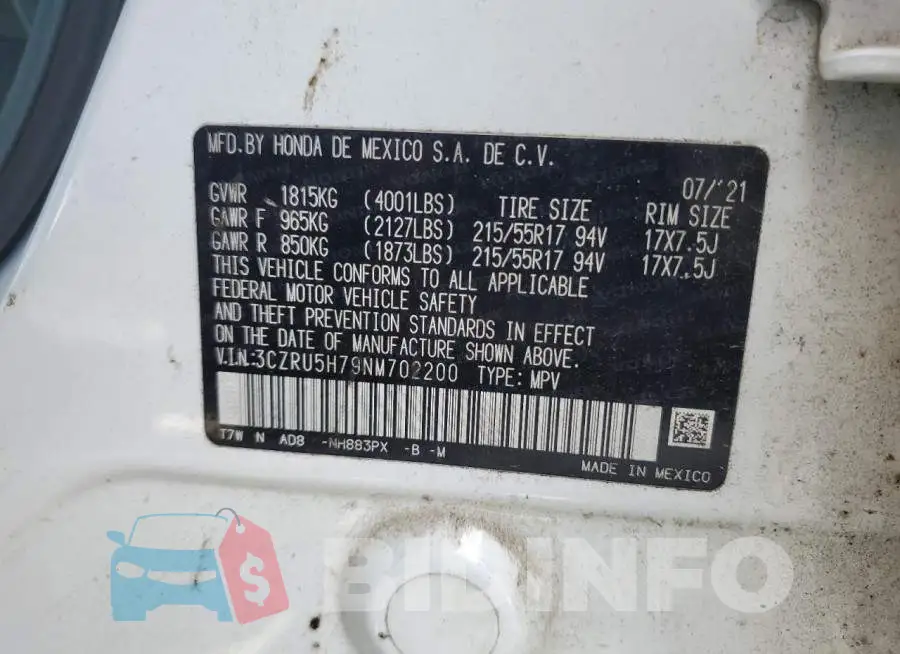 3CZRU5H79NM702200 Photo# 13