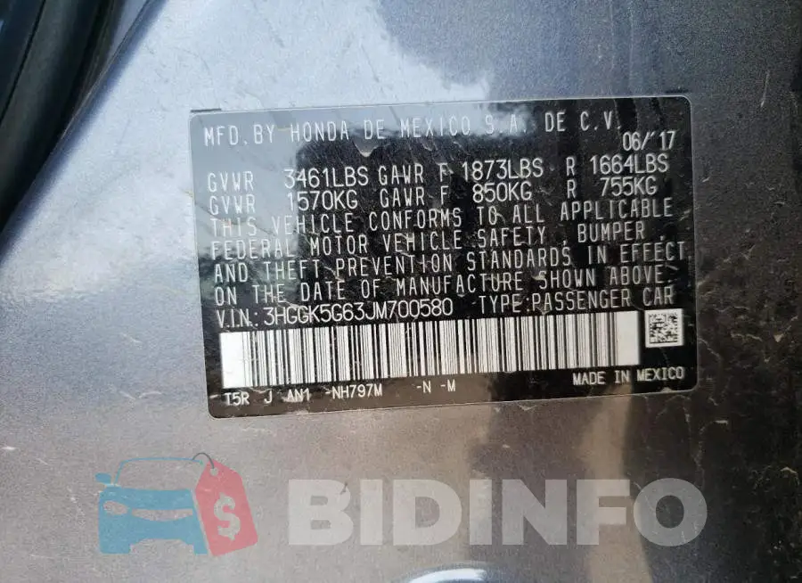 3HGGK5G63JM700580 Photo# 13