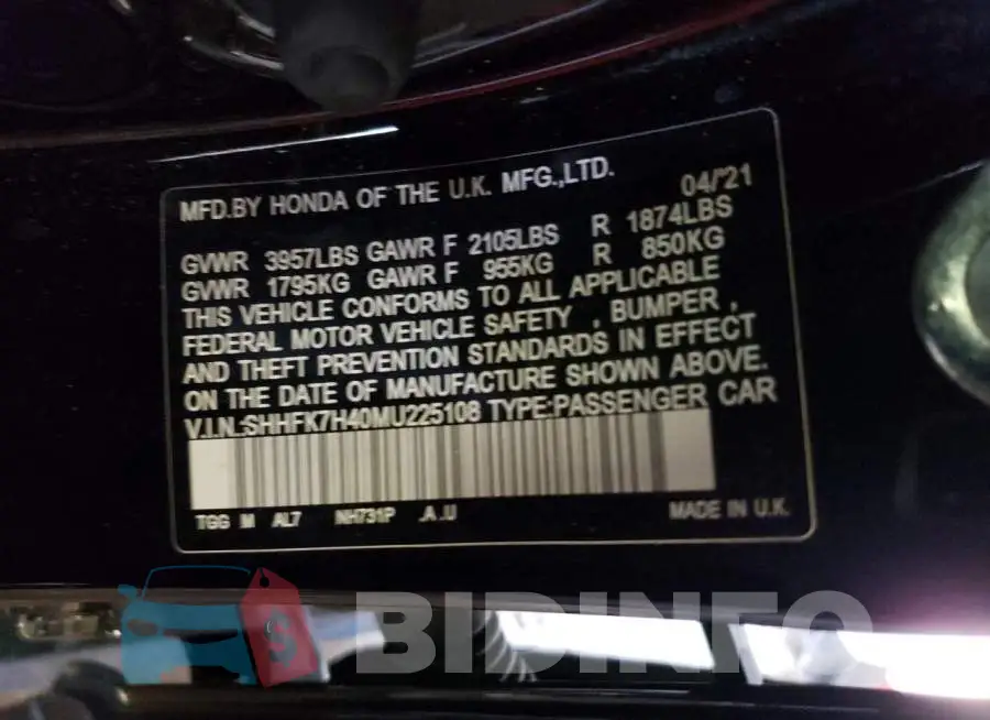 SHHFK7H40MU225108 Photo# 12