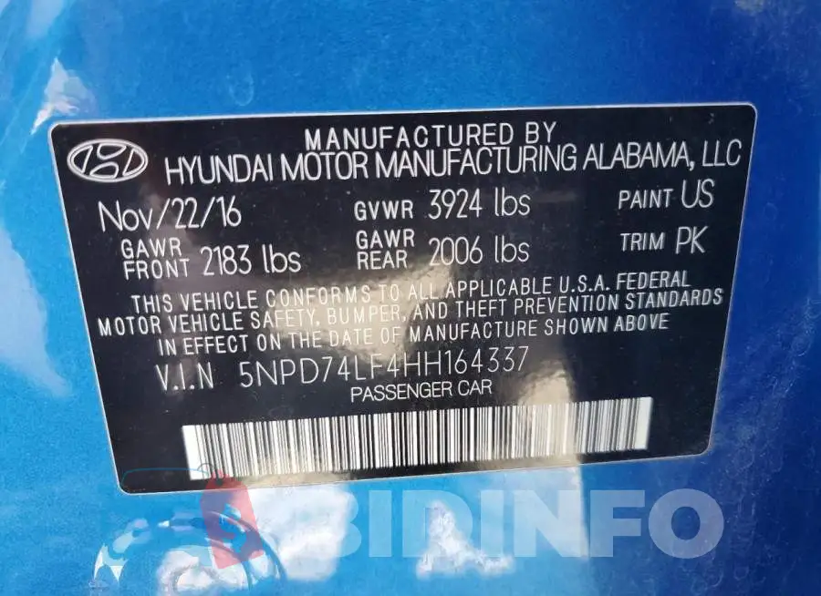 5NPD74LF4HH164337 Photo# 13