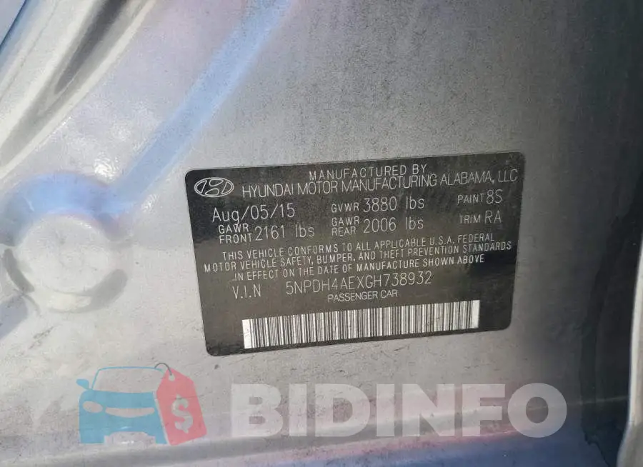 5NPDH4AEXGH738932 Photo# 12