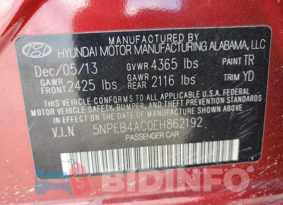 5NPEB4AC0EH862192 Photo# 12
