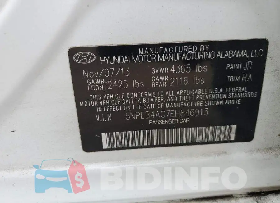 5NPEB4AC7EH846913 Photo# 12