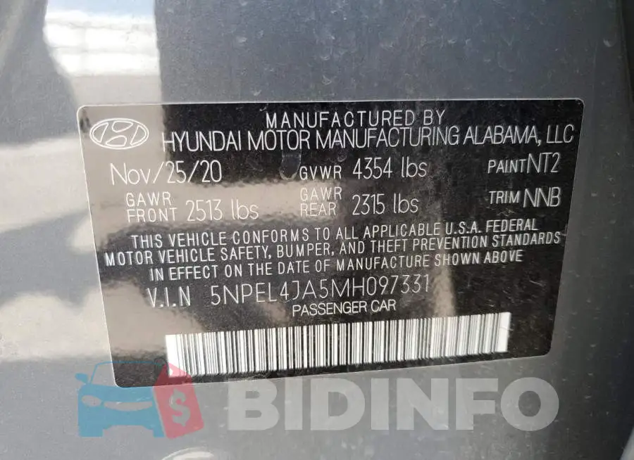 5NPEL4JA5MH097331 Photo# 12