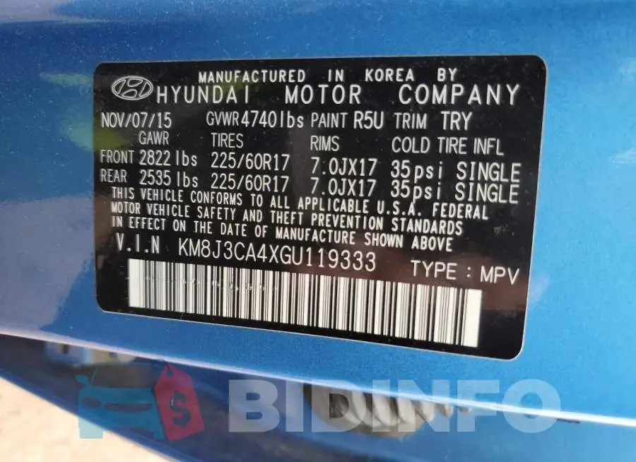 KM8J3CA4XGU119333 Photo# 12