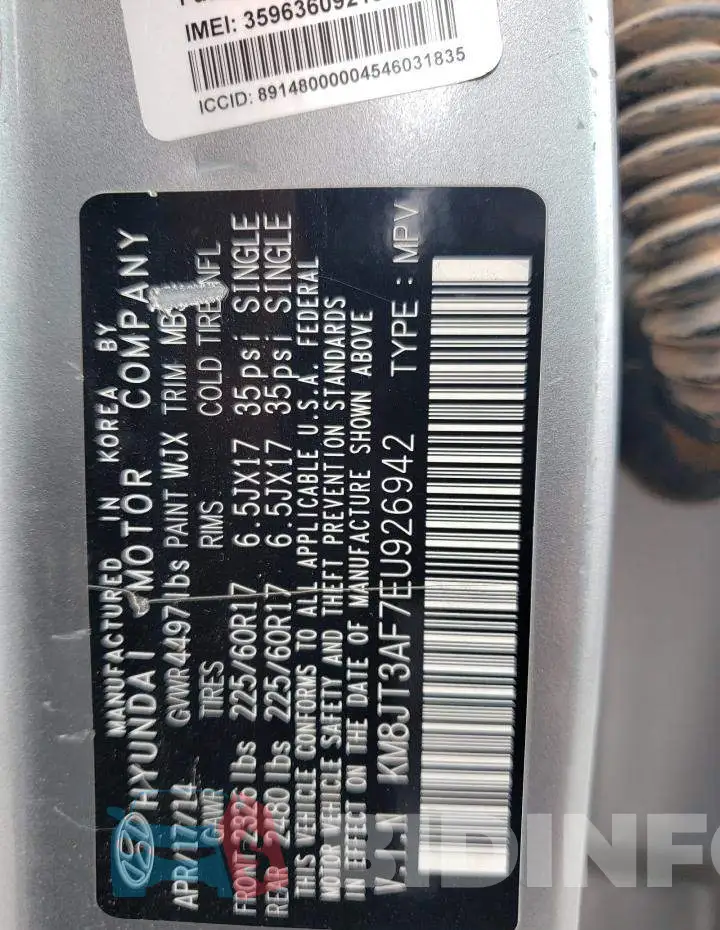KM8JT3AF7EU926942 Photo# 13