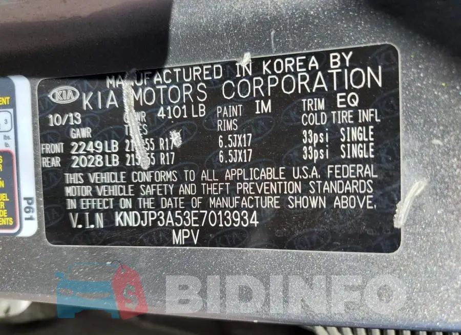 KNDJP3A53E7013934 Photo# 12