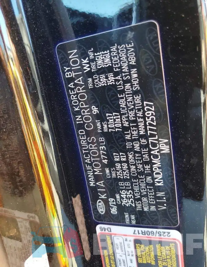KNDPMCAC7L7725927 Photo# 12