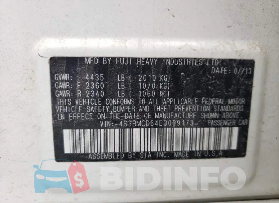 4S3BMCD64E3009173 Photo# 12