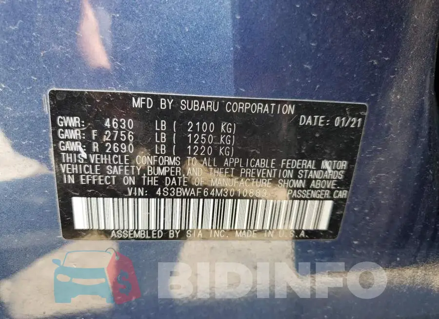 4S3BWAF64M3010883 Photo# 13