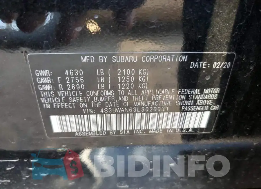 4S3BWAN63L3020031 Photo# 12