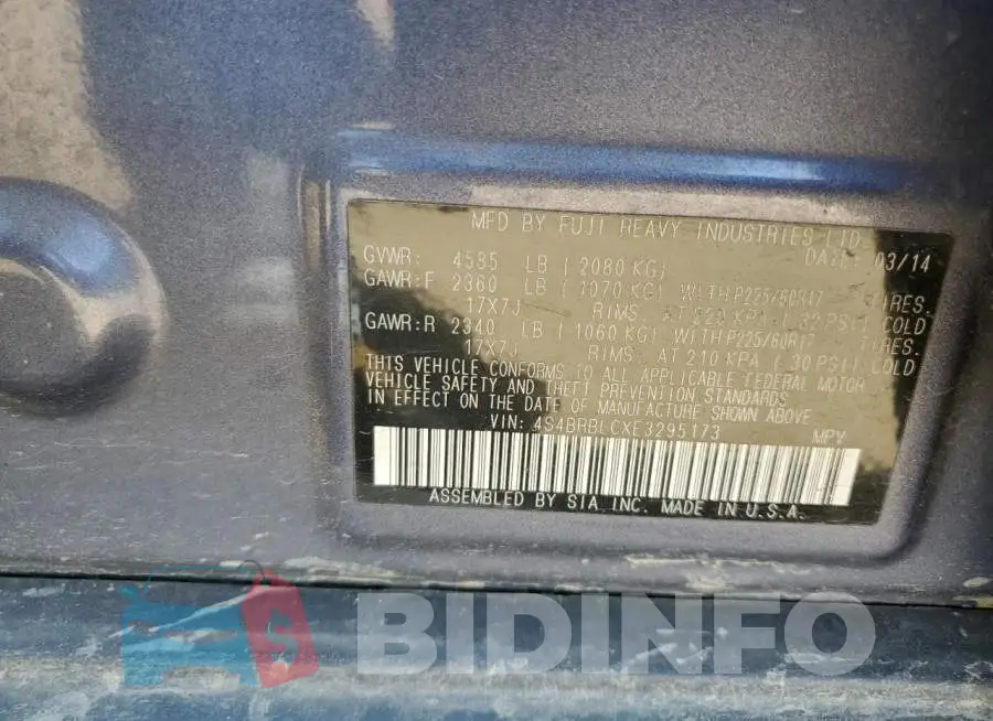 4S4BRBLCXE3295173 Photo# 12
