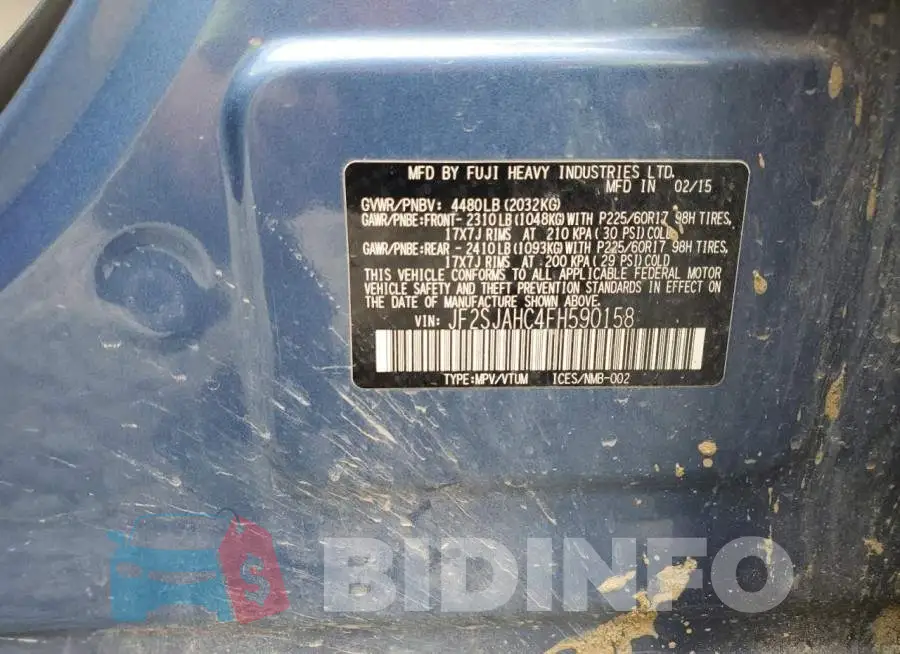 JF2SJAHC4FH590158 Photo# 14