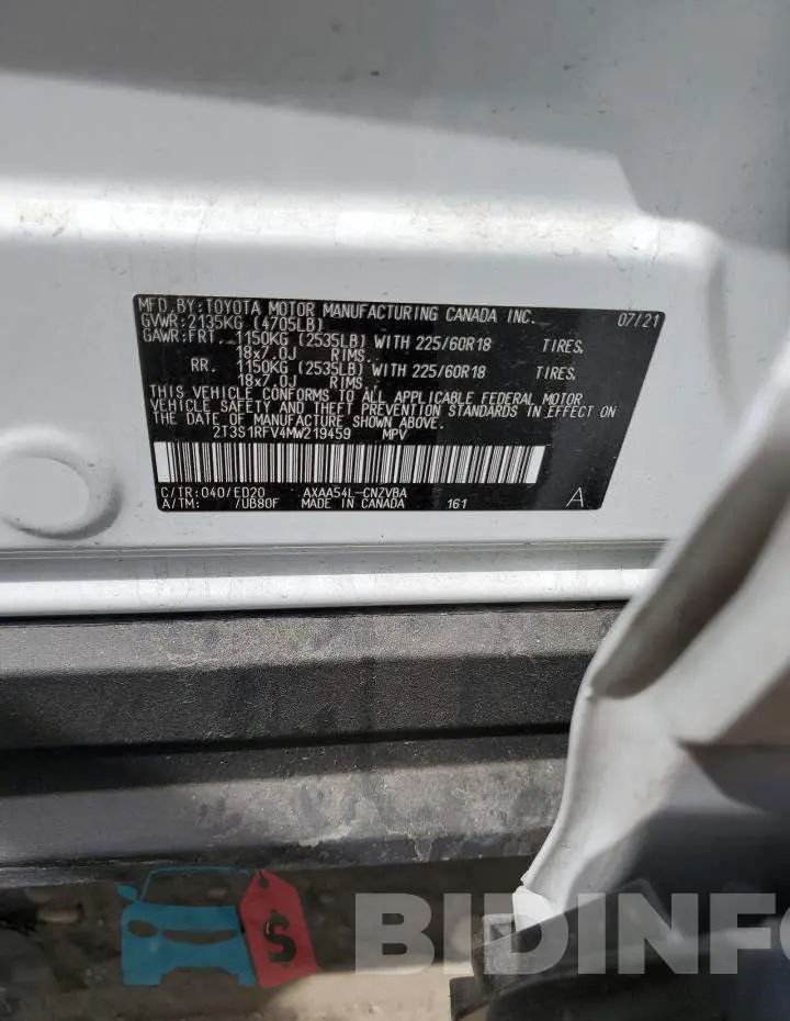 2T3S1RFV4MW219459 Photo# 12