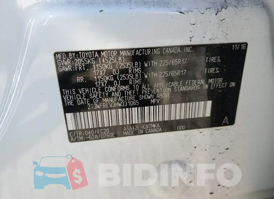 2T3WFREV3HW331065 Photo# 13