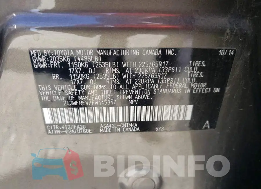 2T3WFREV7FW145347 Photo# 13