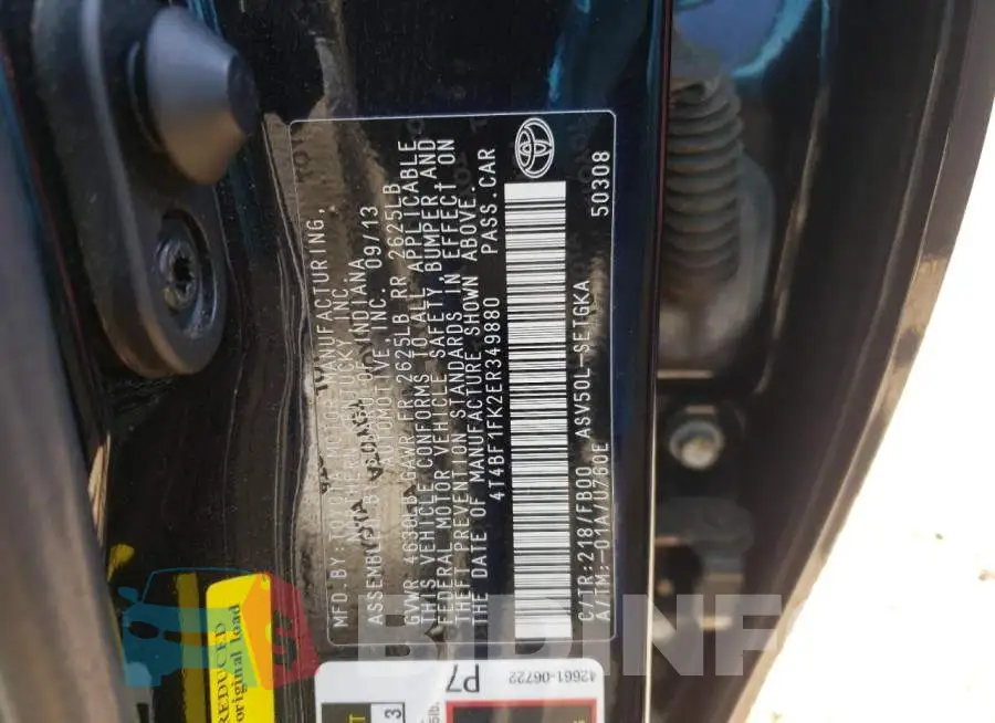 4T4BF1FK2ER349880 Photo# 12