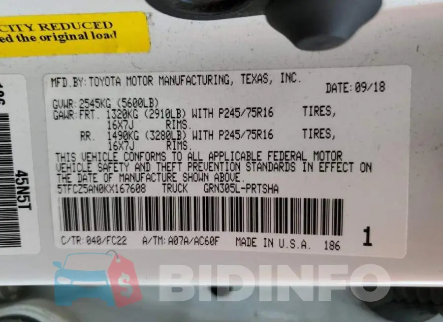 5TFCZ5AN0KX167608 Photo# 12