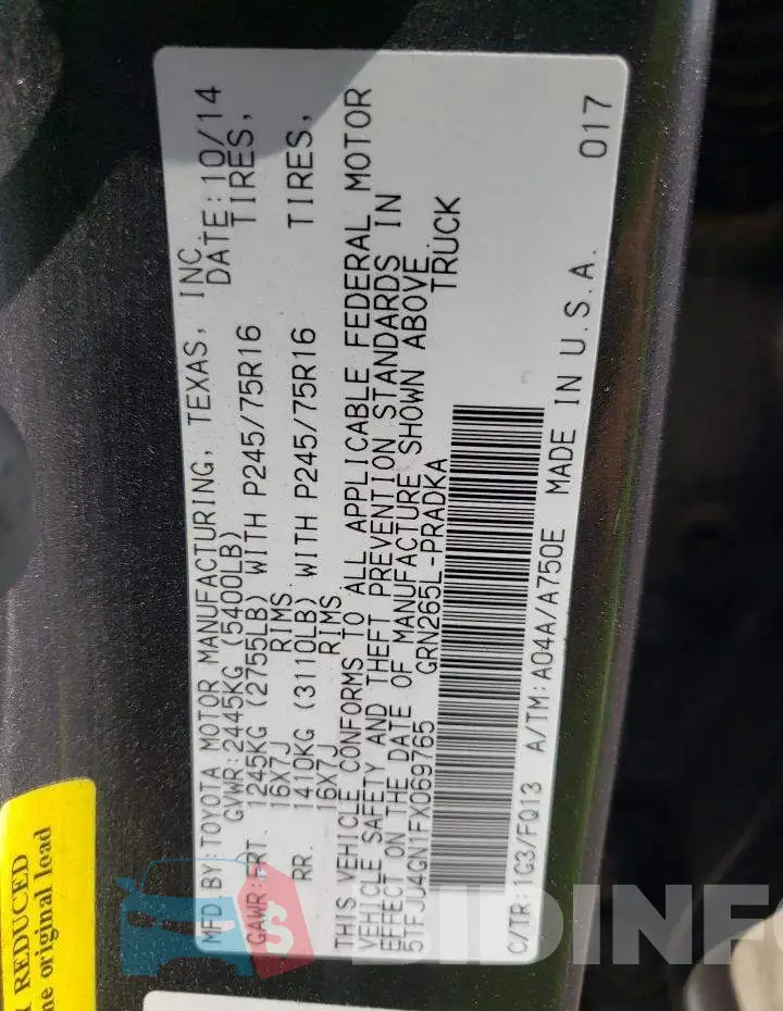 5TFJU4GN1FX069765 Photo# 12