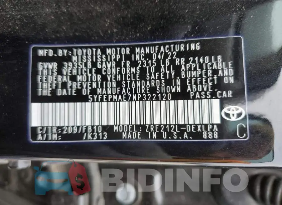 5YFEPMAE7NP322120 Photo# 12