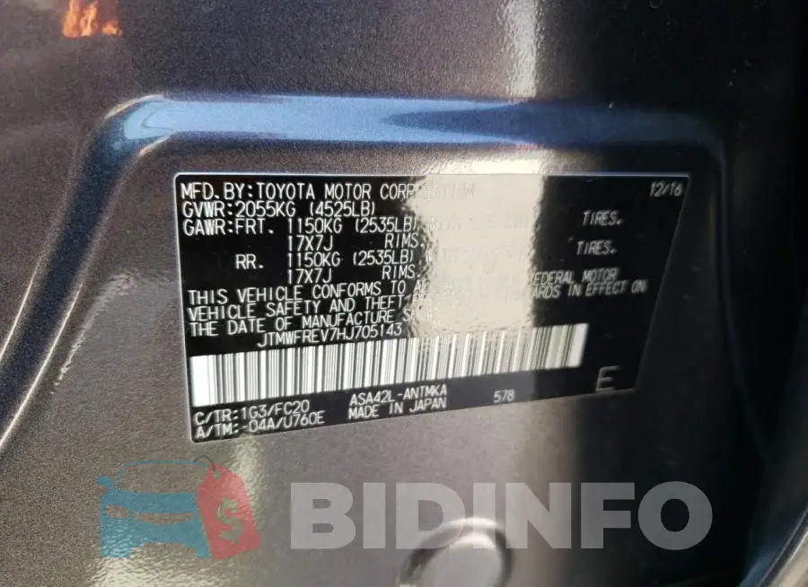 JTMWFREV7HJ705143 Photo# 13