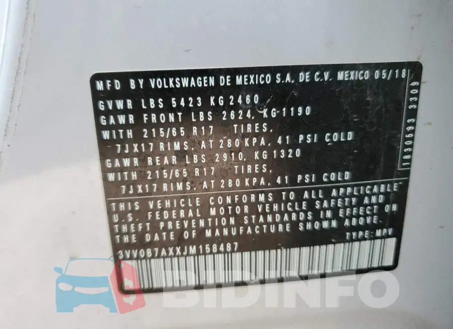 3VV0B7AXXJM158487 Photo# 14